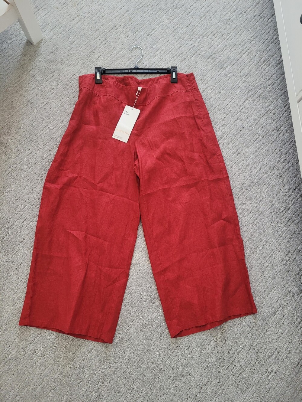 Eileen Fisher Culotte Wide-Leg Linen Pants in Red Size Large